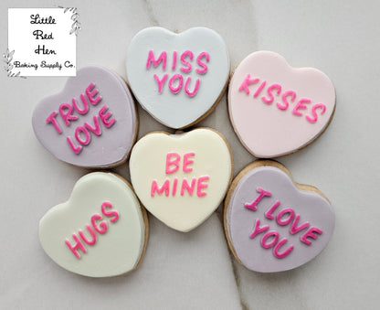 Conversation Hearts Valentine Fondant and Buttercream Stamp and Cutter Set
