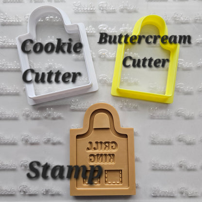 Grill Apron Father's Day Buttercream Fondant Stamp and Cookie Cutter Set