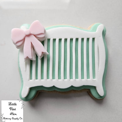 Baby Crib Cot with Mini Bow Fondant and Buttercream Stamp and Cutter Set